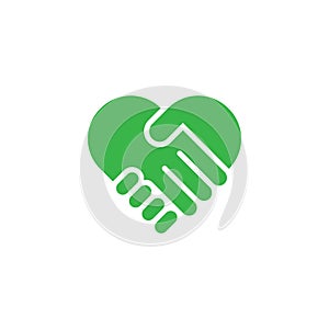 green hand palm care love symbol vector icon