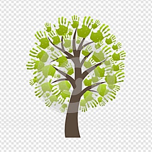 Green Hand Print Tree Isolated Transparent Background