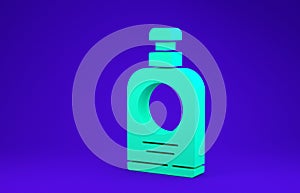 Green Hand sanitizer bottle icon isolated on blue background. Disinfection concept. Washing gel. Alcohol bottle for