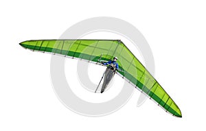 Green hang glider wing isolated