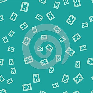 Green Hard disk drive HDD icon isolated seamless pattern on green background. Vector