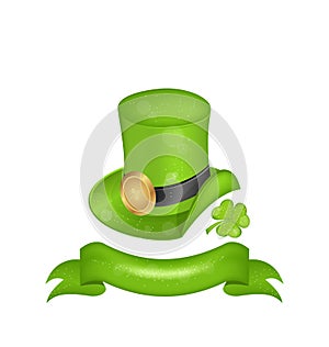 Green hat, clover, ribbon in saint Patrick Day - i