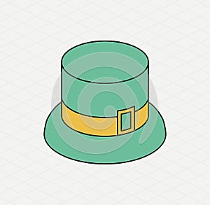 Green hat. Isometric icon. Symbol of Saint Patrick day. Modern style