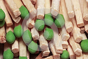 Green head match sticks