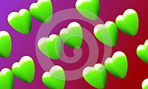 Green heart with colorfull background