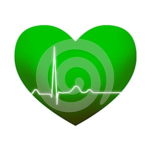 Green heart with ECG