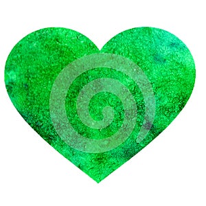 Green Heart Hand Drawn Illustration. Valentine's Day, Wedding Concept