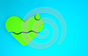 Green Heart heal icon isolated on blue background. Minimalism concept. 3d illustration 3D render