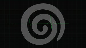 Green Heart pulse monitor with signal. 3D render of ECG monitoring cardiogram. Heart beat pulse. Ekg icon wave