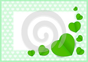 Green hearts shape on green pastel color soft for banner background copy space, many heart shape for banner valentines decoration
