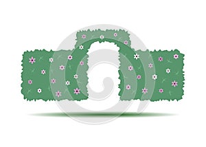Green hedge with an arch isolated on white background .