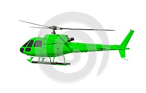 Green helicopter isolated on white