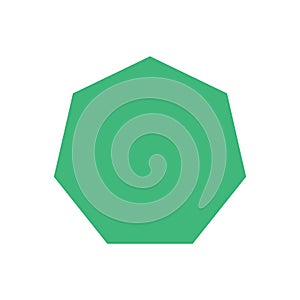 Green heptagon basic simple shapes, geometric heptagon icon, 2d shape symbol heptagon