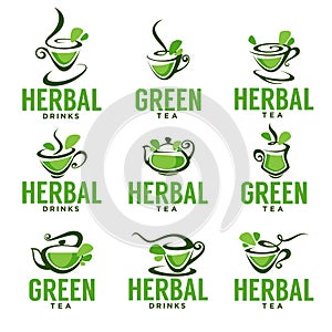 Green,herbal, organic tea, vector logo