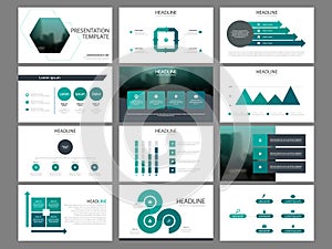 Green hexagon Bundle infographic elements presentation template. business annual report, brochure, leaflet, advertising flyer,