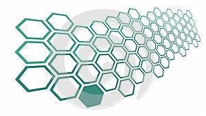 Green Hexagonal Grid Perspective Pattern, vector design Generative AI