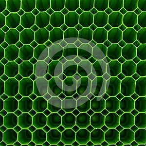 Green Hexagonal Honeycomb Structure Repeating Pattern Close Up abstract background