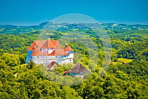 Green hills of Zagorje region and Veliki Tabor castle view
