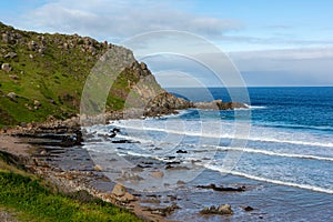 The green hillsides at the Rosetta Bluff and Petrel Cove beach located on the Fleurieu Peninsula Victor Harbor South Australia on