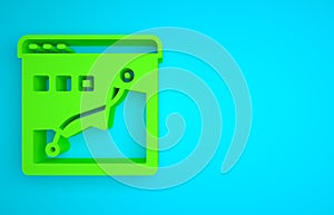 Green Histogram graph photography icon isolated on blue background. Minimalism concept. 3D render illustration