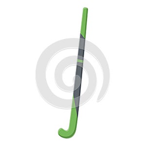 Green hockey stick icon cartoon vector. Sport ground game