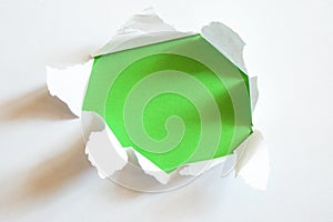 Green hole in blank sheet paper