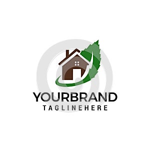 Green home energy protection logo design. Eco house, home care logo Designs