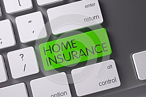 Green Home Insurance Key on Keyboard. 3D.