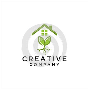 Green home logo template