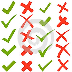 green hooks and red crosses