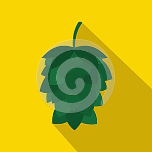 Green hop cone icon in flat style