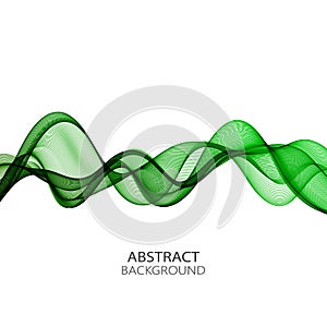 Green vector horizontal wave isolated on white background, design element