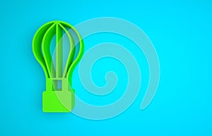 Green Hot air balloon icon isolated on blue background. Air transport for travel. Minimalism concept. 3D render