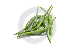 Green hot chili pepper isolated on a white background