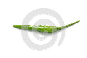 Green hot chili pepper isolated on a white background