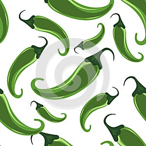 Green hot chili peppers seamless pattern