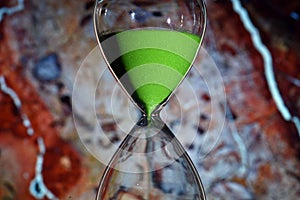 green hourglass, counting the time