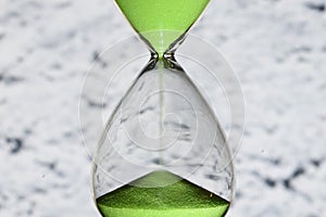 green hourglass, counting the time