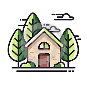 Green house or eco villa vector icon. Eco house icon, environmental clean building