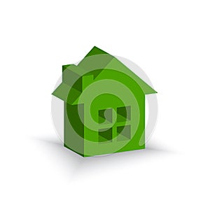 Green house energy saving. High quality. 3d home icon. Vector illustration.