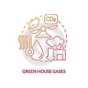 Green house gases red gradient concept icon