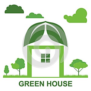 Green house icon. The eco-friendly house. Vector illustration.