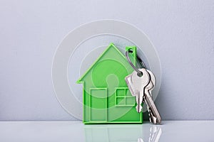 Green House Keychain With Keys