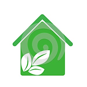 Green house with leaves inside icon, vector illustraction design image