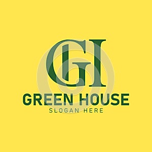 green house logo design, letter gh logo, monogram logo