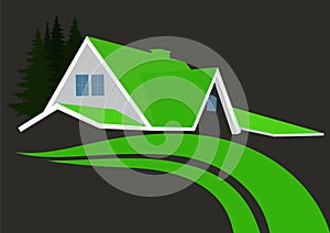 Green house logo design vector.