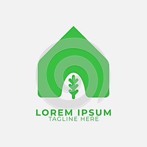 Green House logo. Eco House Logo abstract design vector template. Home services Household Ecology green smart Logotype concept ico