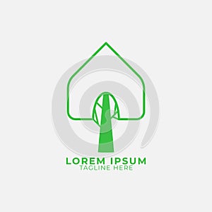 Green House logo. Eco House Logo abstract design vector template. Home services Household Ecology green smart Logotype concept ico
