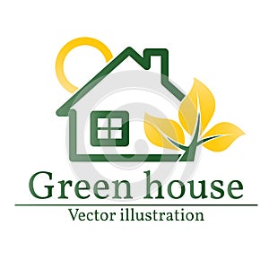 Green house logo. Eco house. Vector.