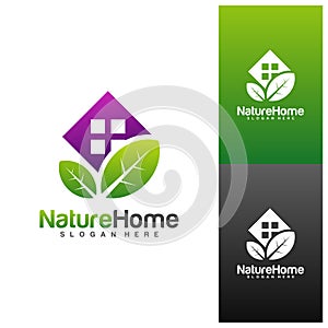 Green House Logo Template Design Vector. Nature Home Logo Concept. Icon Symbol